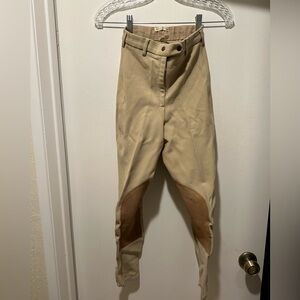 Vintage Harry Hall Riding Jodhpurs Tan Equestrian Pants, Leather Thighs 24R/61R